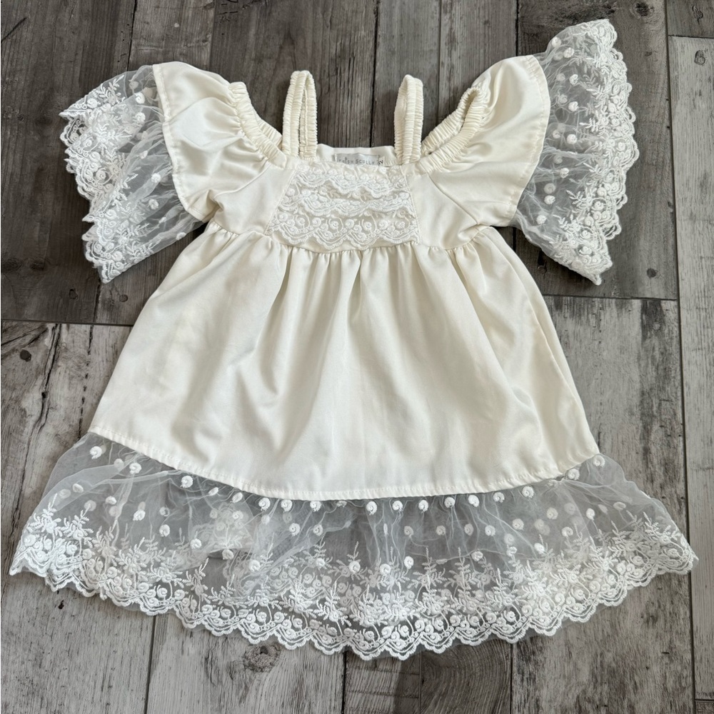 Trish Scully Off White Dress Off Shoulder Baptism Party